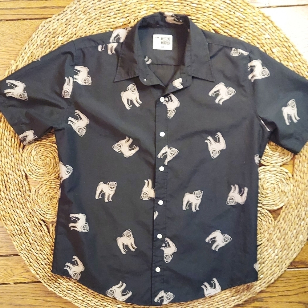 Mens's Short Sleeve Collared Button Down  Shirt